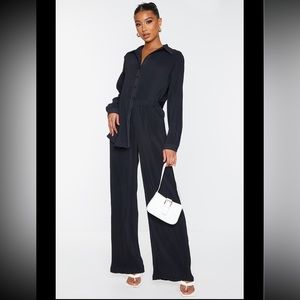 Black Plisse Oversized Shirt and Pant set sz 6